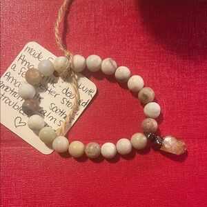 Natural Stone Beaded Bracelet with Charm